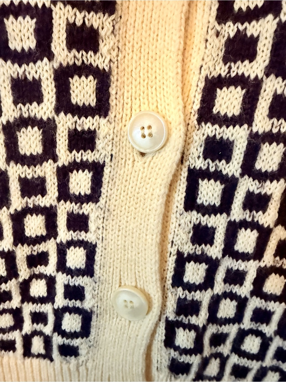 ZARA Yellow & Brown Geometric Knit Cardigan - Picture 4 of 14